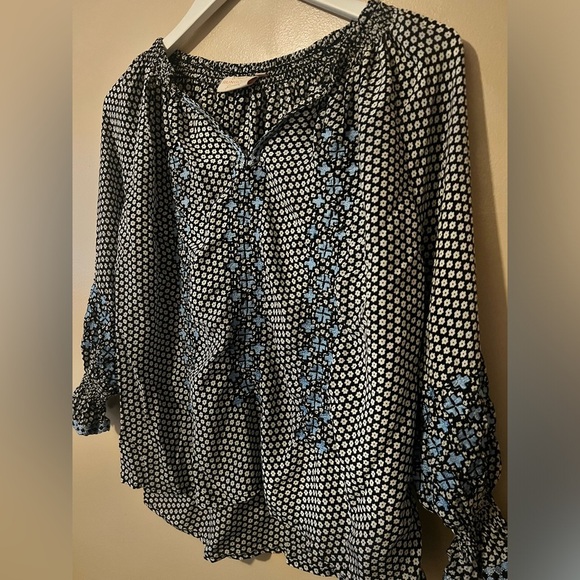 Rungolee Elegant Black Blue Barcelona Embroidered Blouse small revolve ssense - Picture 8 of 8